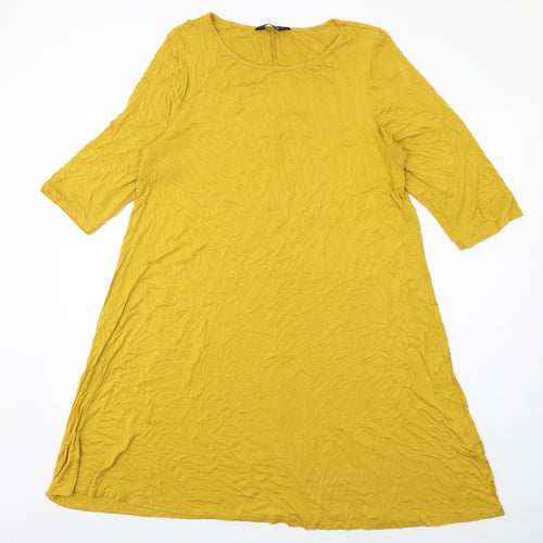 Yours Womens Yellow Viscose T-Shirt Dress Size 18 Crew Neck Pullover