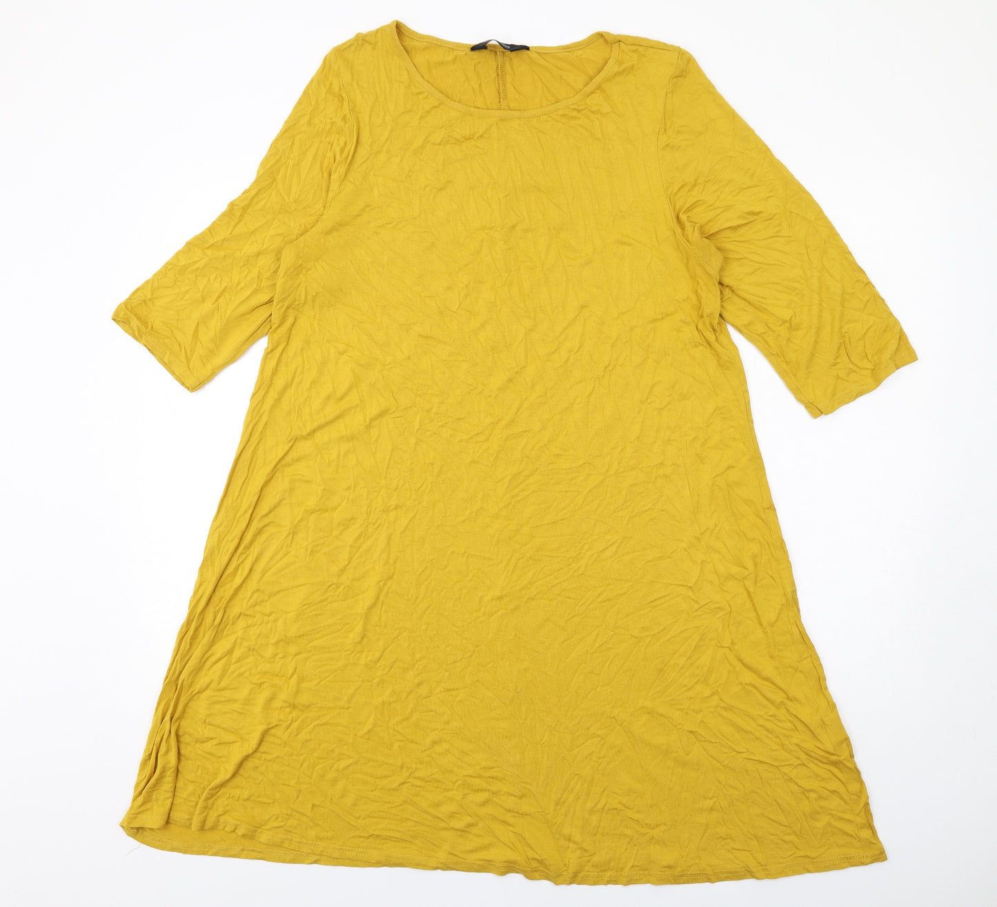 Yours Womens Yellow Viscose T-Shirt Dress Size 18 Crew Neck Pullover