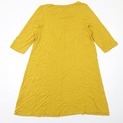Yours Womens Yellow Viscose T-Shirt Dress Size 18 Crew Neck Pullover