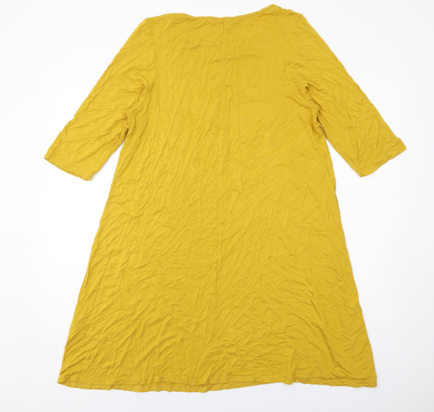 Yours Womens Yellow Viscose T-Shirt Dress Size 18 Crew Neck Pullover