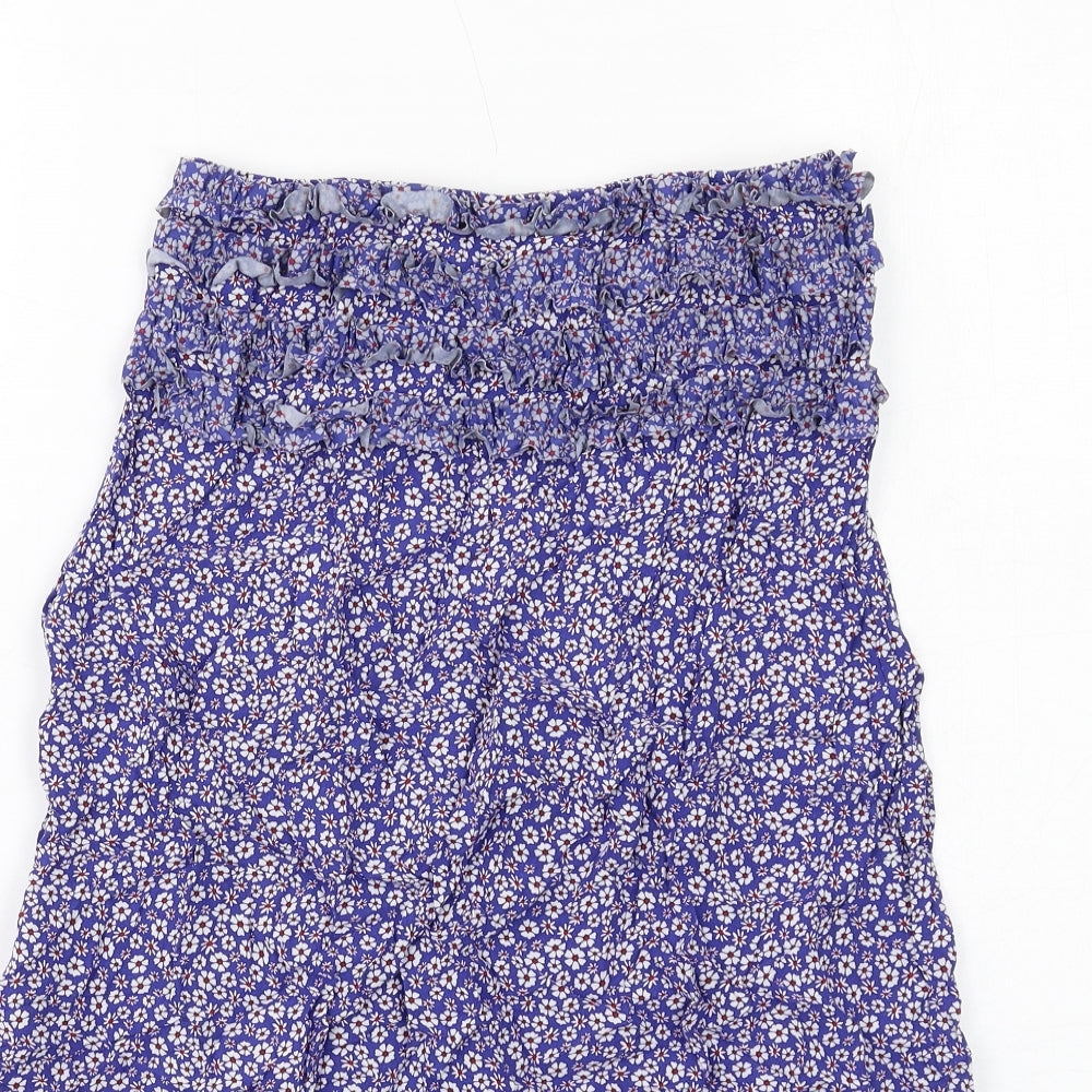 Calzedonia Womens Blue Floral Polyamide A-Line Skirt Size S
