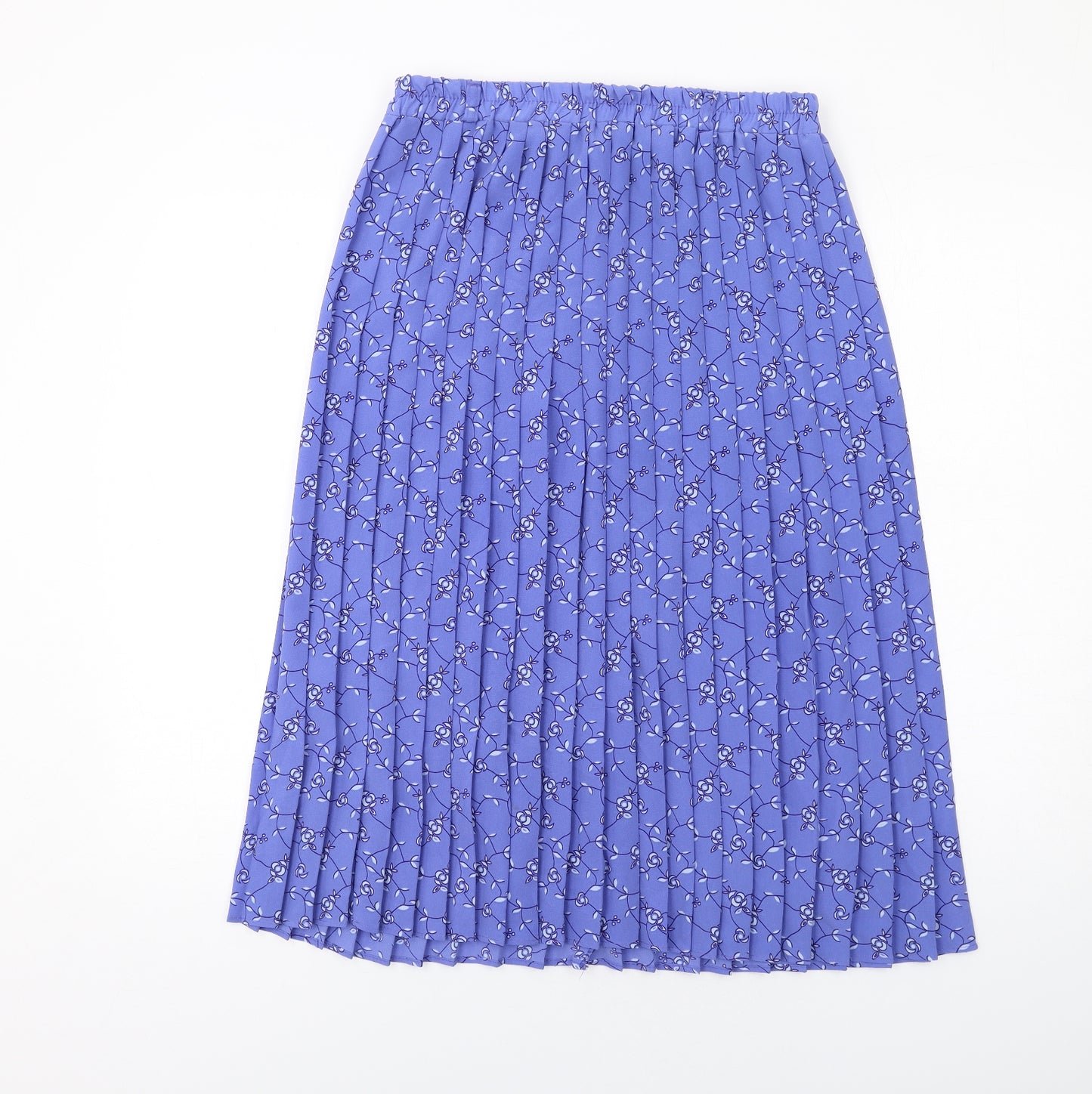 Bonmarché Womens Blue Floral Polyester Pleated Skirt Size 14