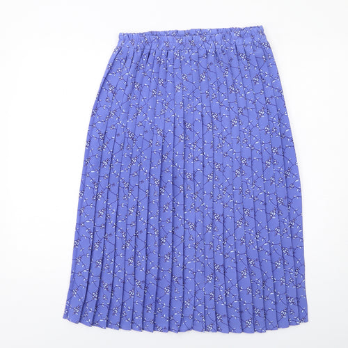 Bonmarché Womens Blue Floral Polyester Pleated Skirt Size 14
