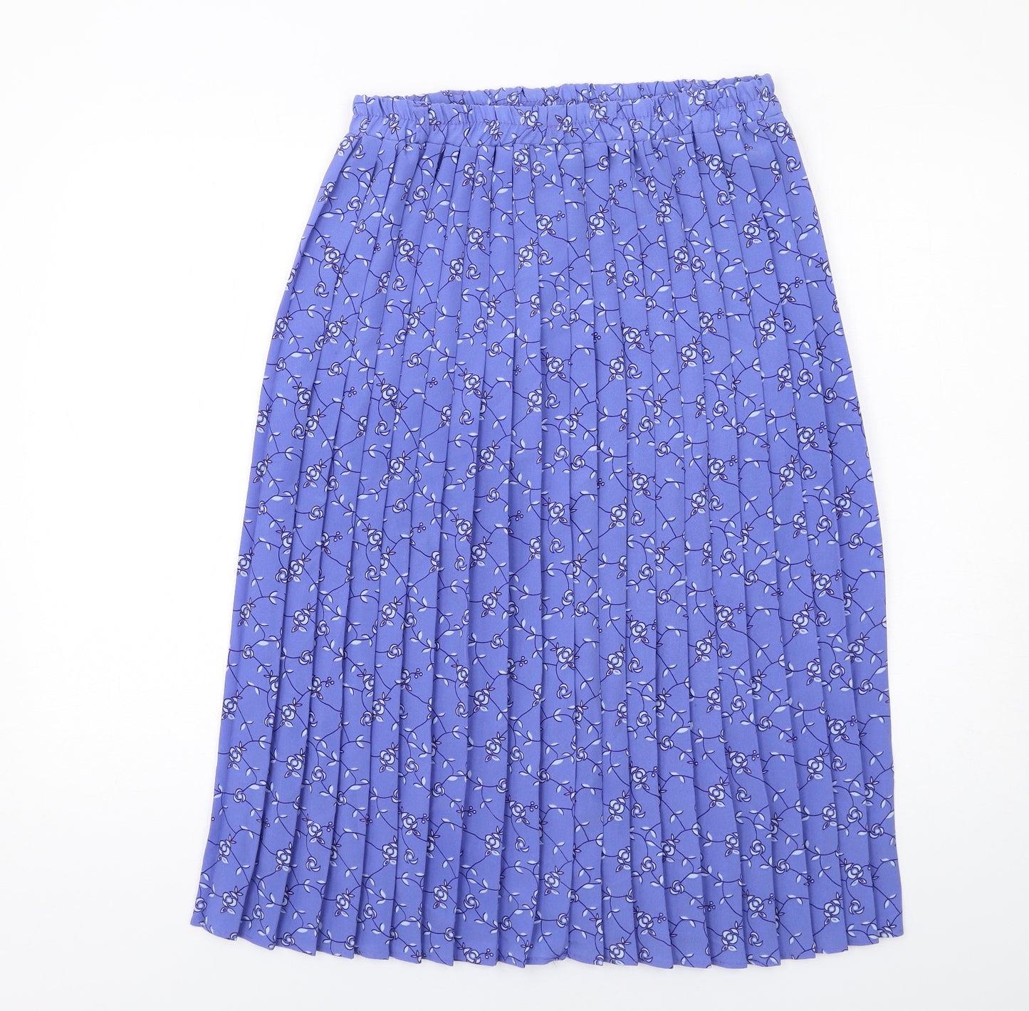 Bonmarché Womens Blue Floral Polyester Pleated Skirt Size 14