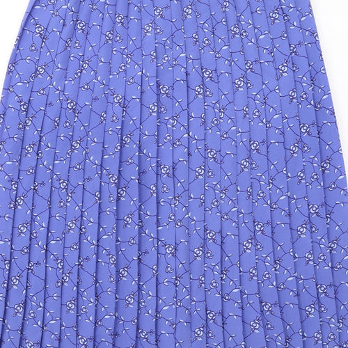 Bonmarché Womens Blue Floral Polyester Pleated Skirt Size 14