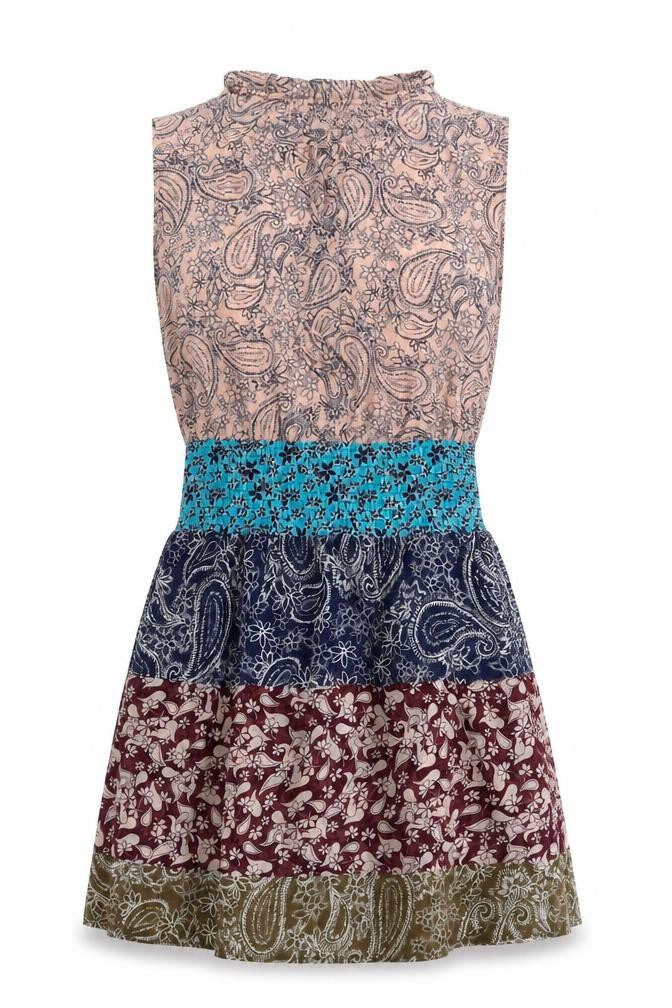 CAbi Womens Multicoloured Paisley Polyester Fit & Flare Size S V-Neck Pullover - Shirred Waist