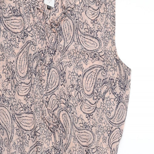 CAbi Womens Multicoloured Paisley Polyester Fit & Flare Size S V-Neck Pullover - Shirred Waist