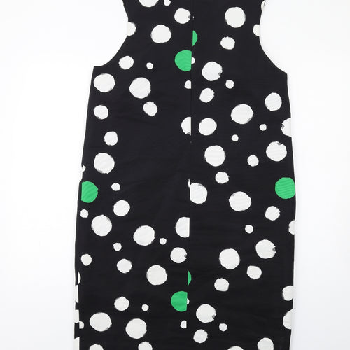 Penny Black Womens Black Polka Dot Polyester Shift Size 16 Boat Neck Zip