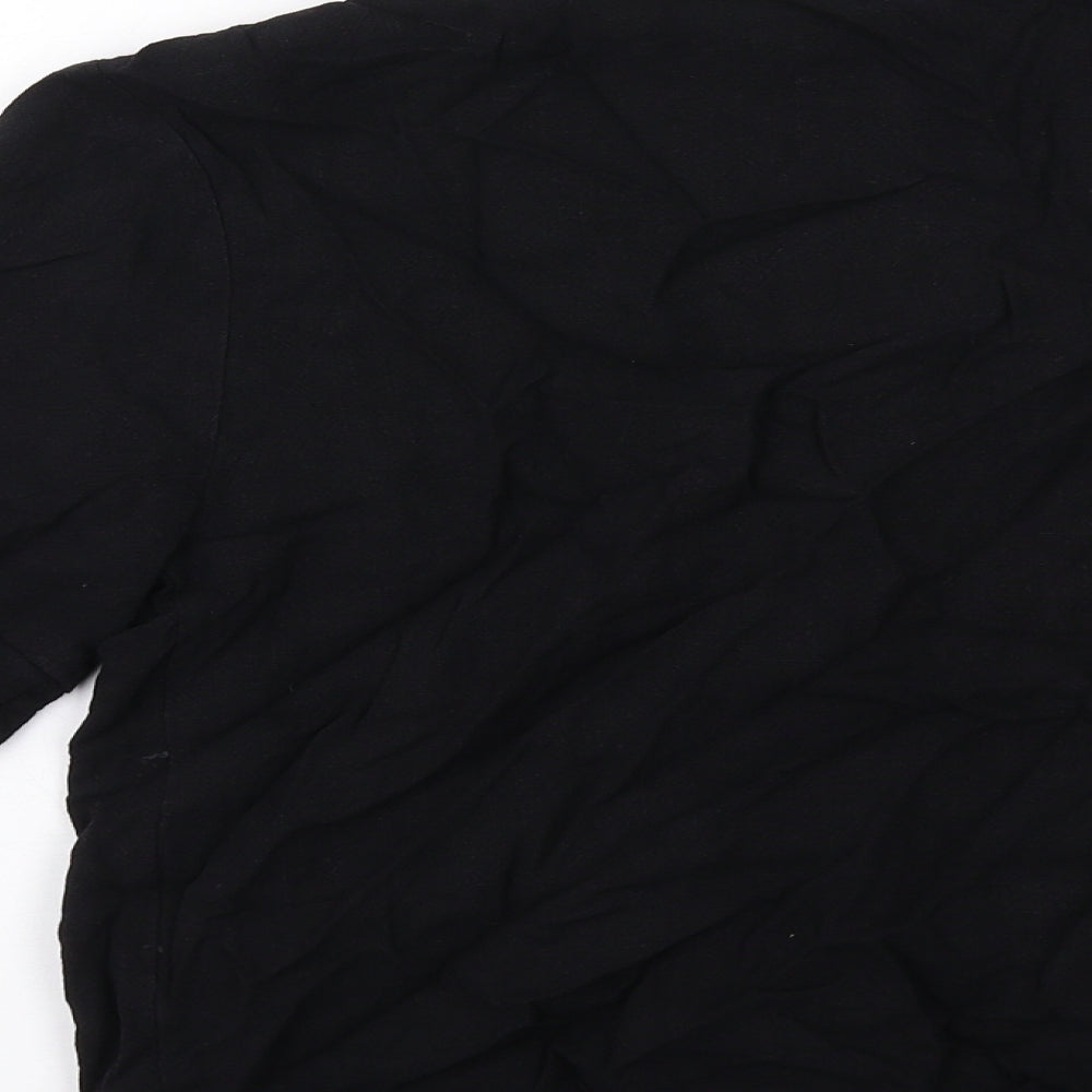 Topshop Womens Black Viscose Basic Button-Up Size 8 V-Neck