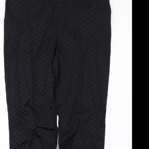 Wallis Womens Black Geometric Cotton Chino Trousers Size 12 L28 in Regular Zip
