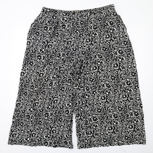New Look Womens Black Geometric Viscose Trousers Size 16 L24 in Regular