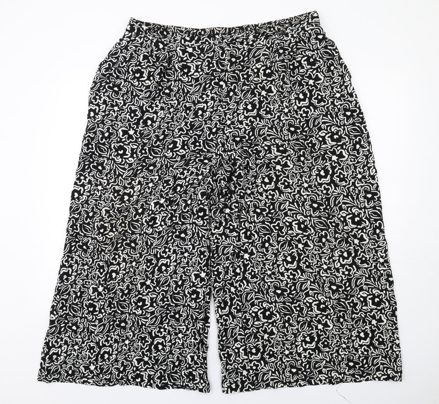 New Look Womens Black Geometric Viscose Trousers Size 16 L24 in Regular