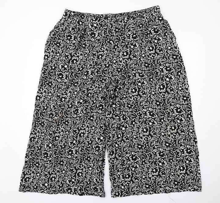 New Look Womens Black Geometric Viscose Trousers Size 16 L24 in Regular