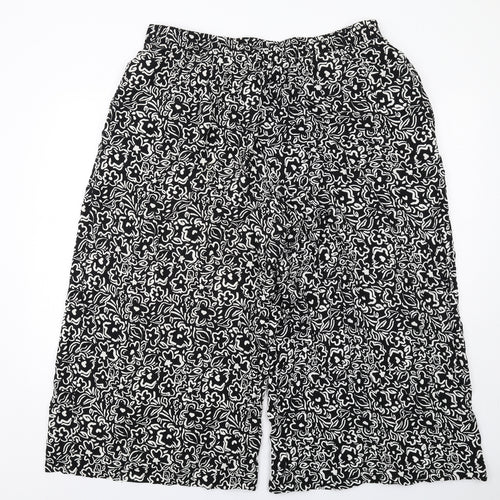 New Look Womens Black Geometric Viscose Trousers Size 16 L24 in Regular