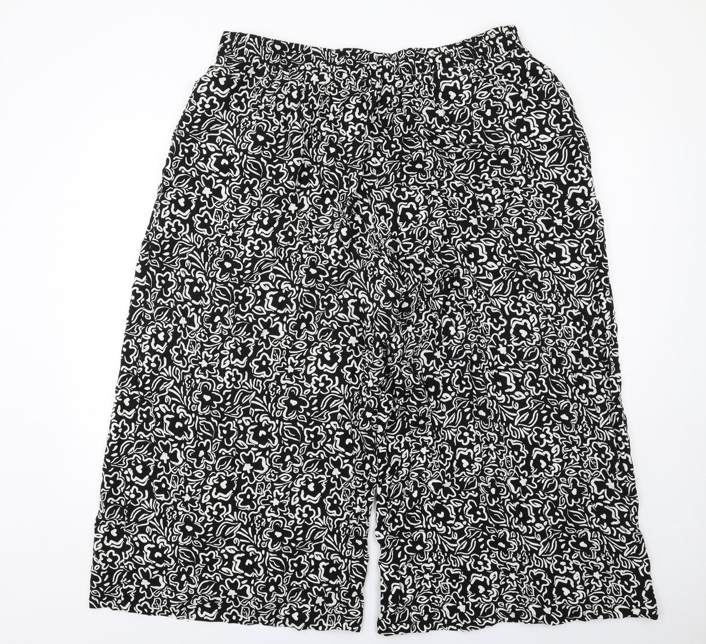 New Look Womens Black Geometric Viscose Trousers Size 16 L24 in Regular