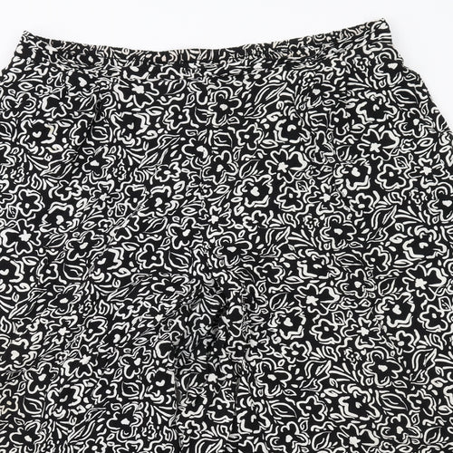 New Look Womens Black Geometric Viscose Trousers Size 16 L24 in Regular