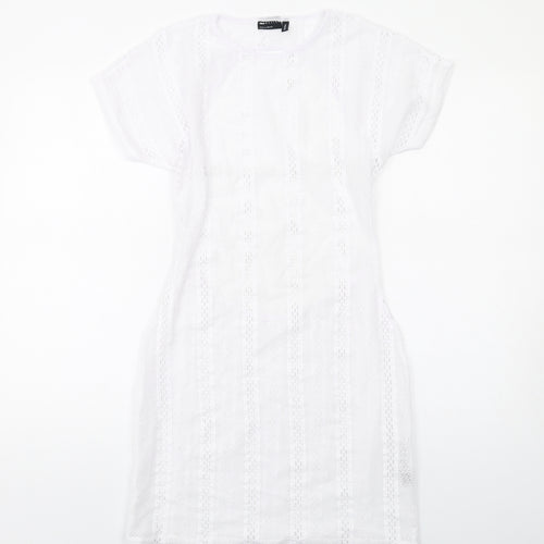ASOS Womens White Polyester Shift Size 8 Round Neck Pullover