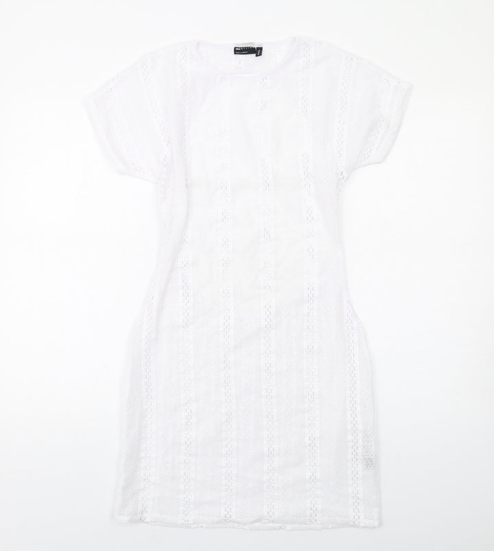 ASOS Womens White Polyester Shift Size 8 Round Neck Pullover