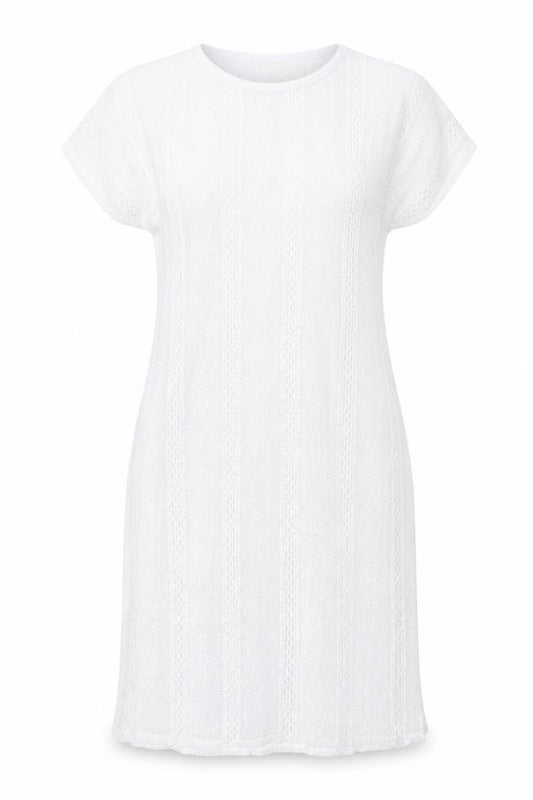 Front view of ASOS women’s white polyester shift, size UK 8, round neck pullover