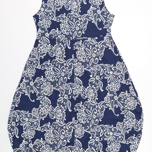 Stella Morgan Womens Blue Geometric Polyester Tank Dress Size 12 Boat Neck Pullover