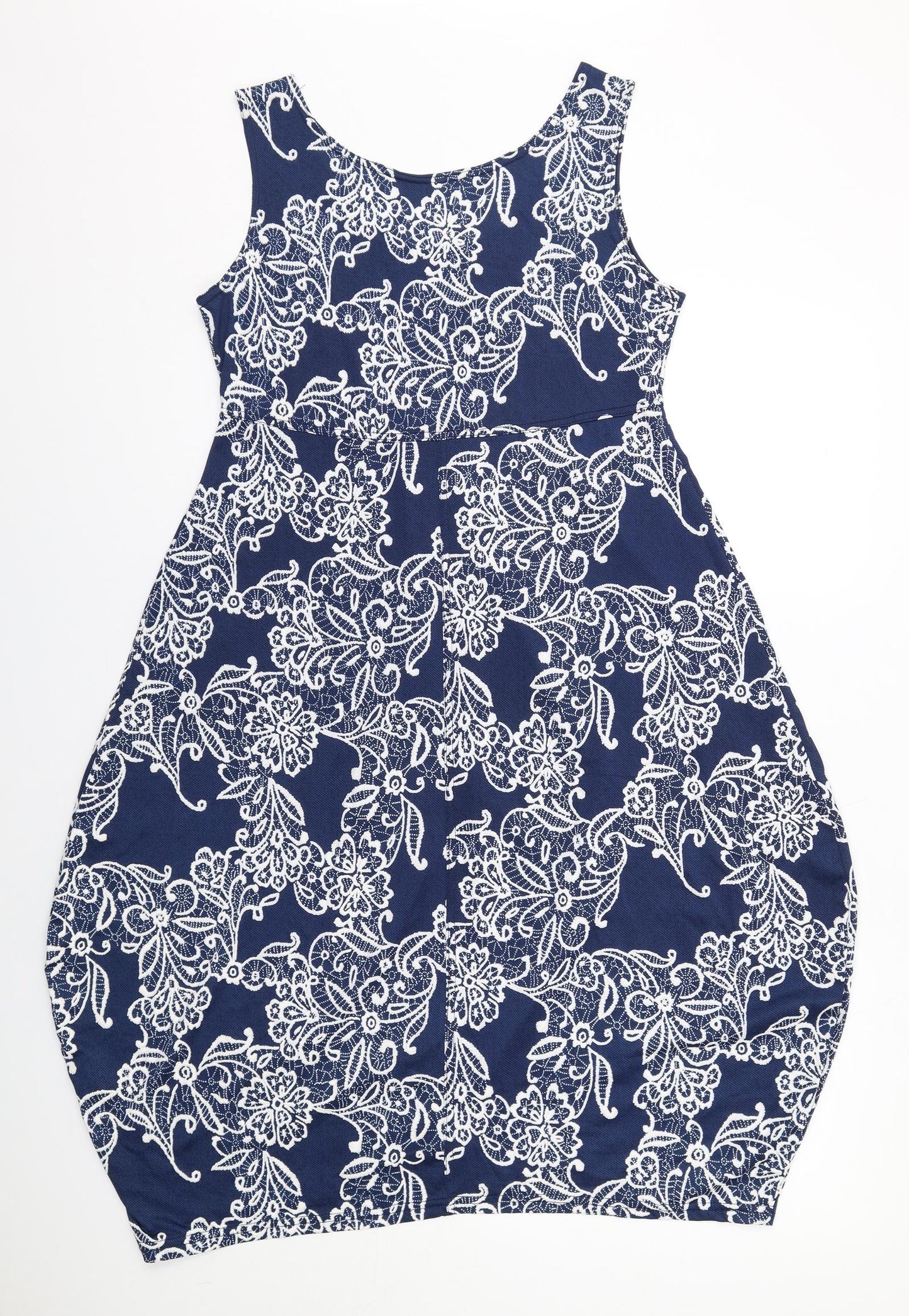 Stella Morgan Womens Blue Geometric Polyester Tank Dress Size 12 Boat Neck Pullover