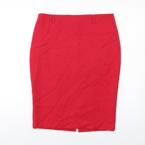 Marks and Spencer Womens Red Polyester Straight & Pencil Skirt Size 12 Zip