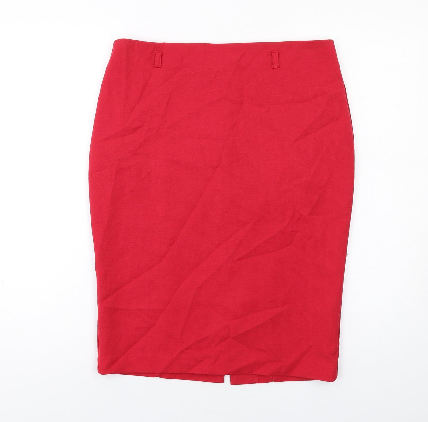 Marks and Spencer Womens Red Polyester Straight & Pencil Skirt Size 12 Zip