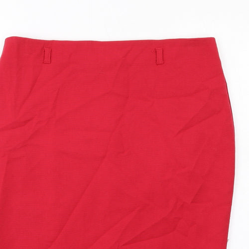 Marks and Spencer Womens Red Polyester Straight & Pencil Skirt Size 12 Zip