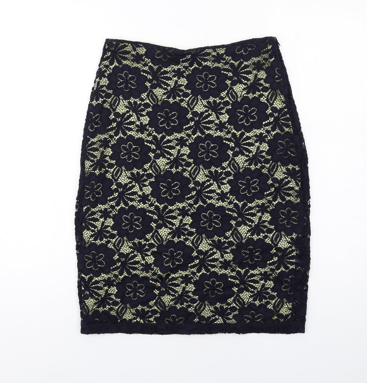 Precis Womens Blue Floral Nylon Straight & Pencil Skirt Size 8 Zip