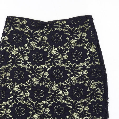 Precis Womens Blue Floral Nylon Straight & Pencil Skirt Size 8 Zip