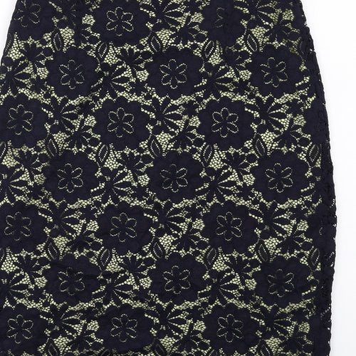 Precis Womens Blue Floral Nylon Straight & Pencil Skirt Size 8 Zip