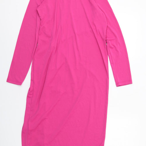 Zara Womens Pink Polyester Sheath Size S Round Neck Pullover - Front Detail