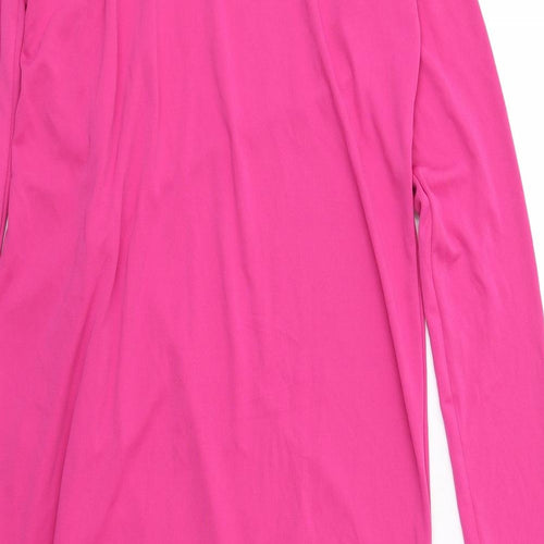 Zara Womens Pink Polyester Sheath Size S Round Neck Pullover - Front Detail