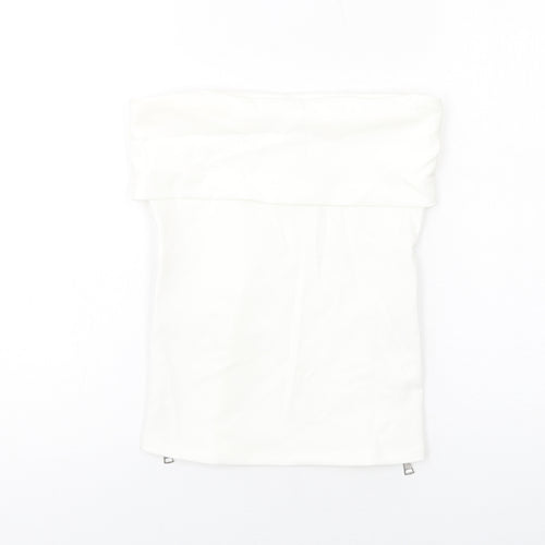 Zara Womens White Polyester Cropped Tank Size XS Off the Shoulder