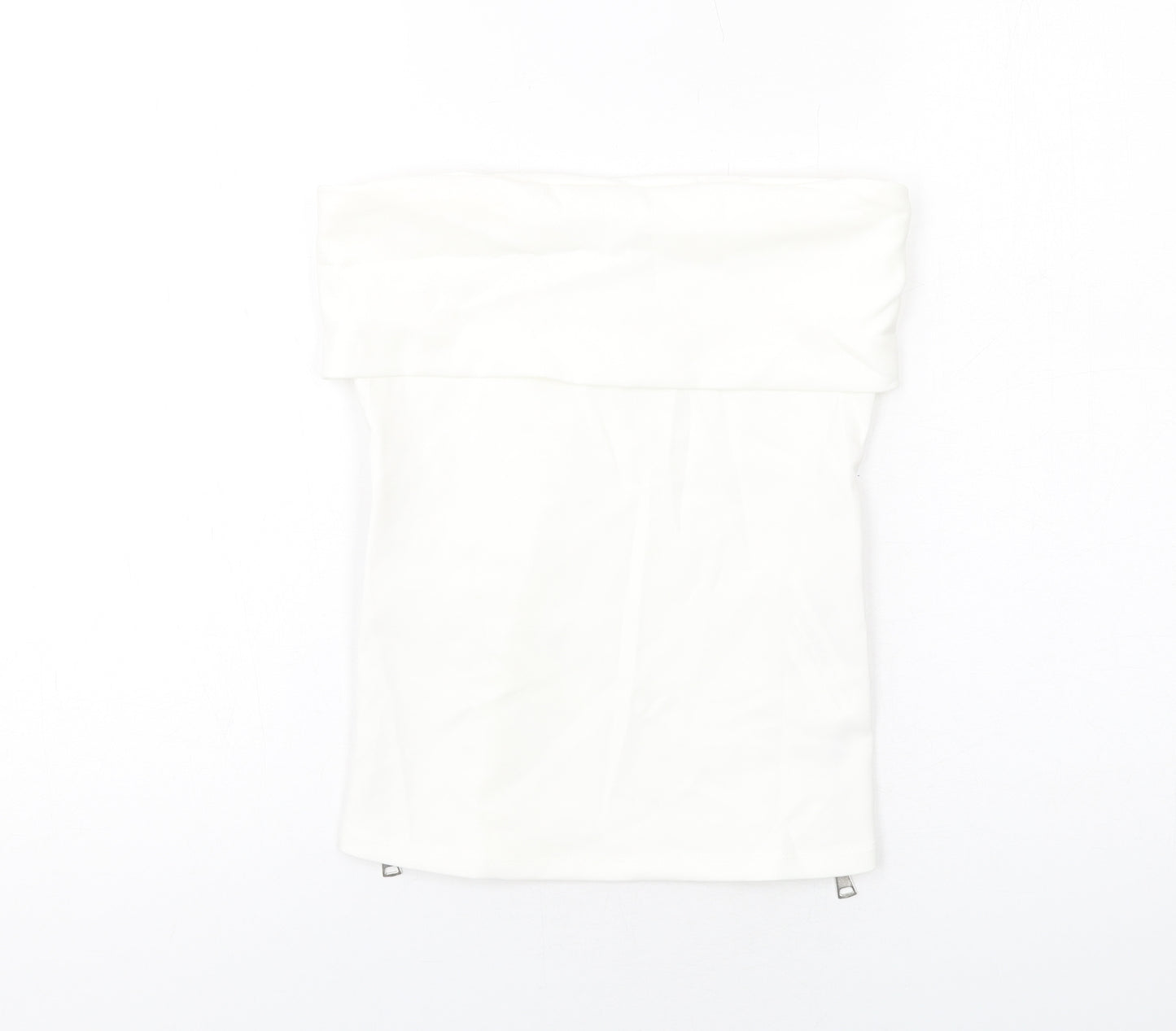 Zara Womens White Polyester Cropped Tank Size XS Off the Shoulder