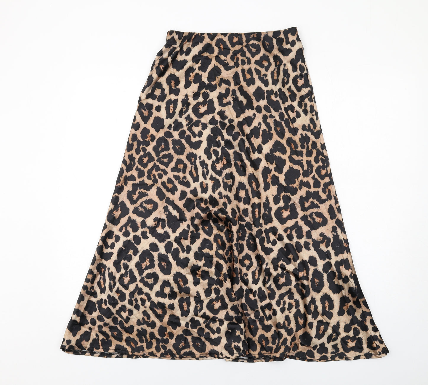 New Look Womens Brown Animal Print Polyester Maxi Skirt Size 8 Zip - Leopard pattern