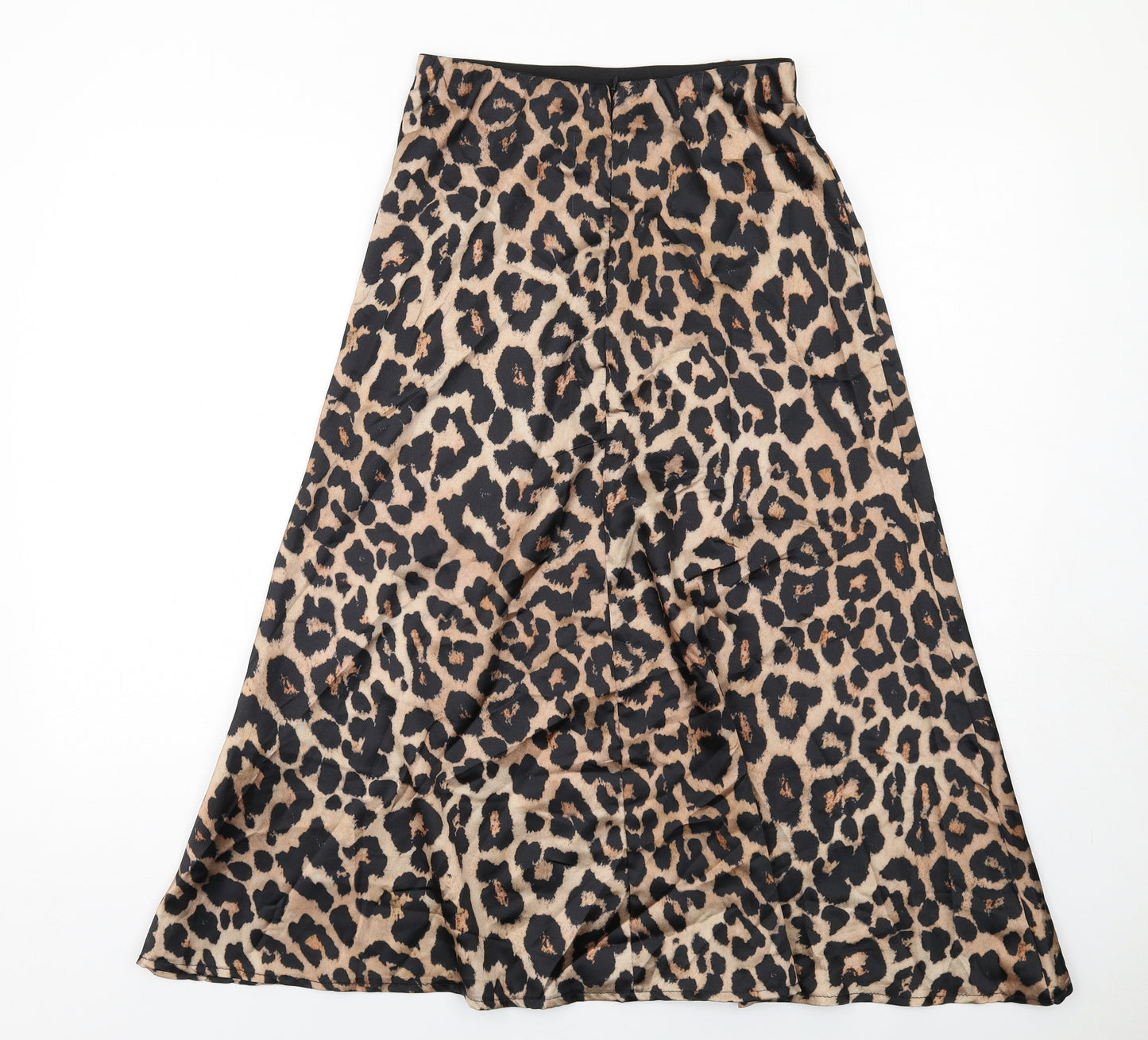 New Look Womens Brown Animal Print Polyester Maxi Skirt Size 8 Zip - Leopard pattern