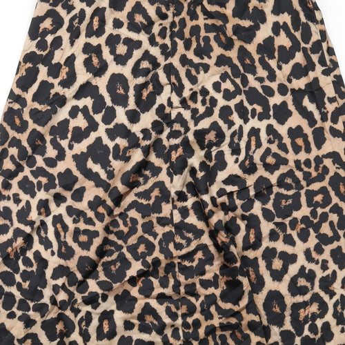 New Look Womens Brown Animal Print Polyester Maxi Skirt Size 8 Zip - Leopard pattern