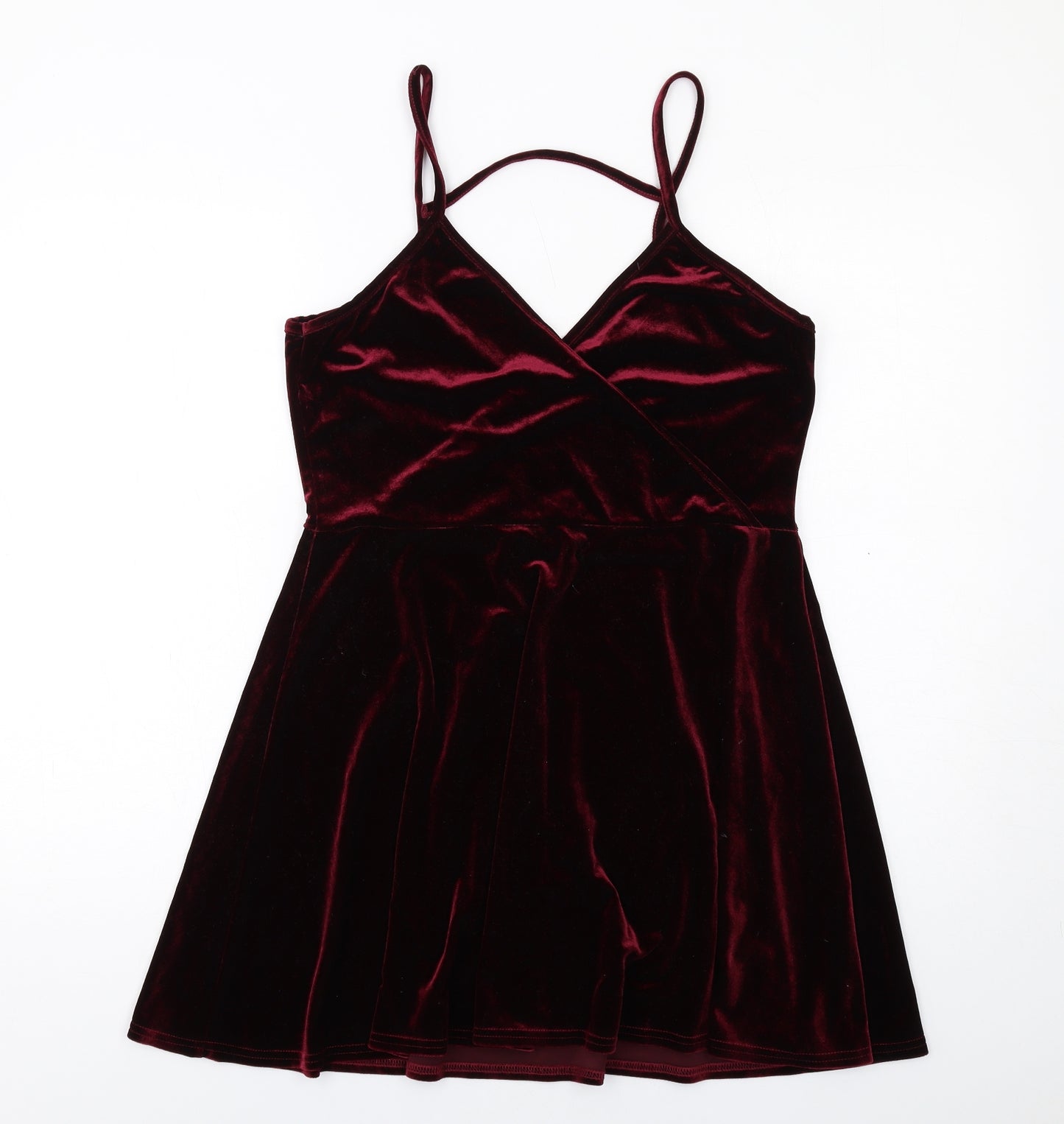 Missguided Womens Red Polyester Mini Size 14 V-Neck Pullover