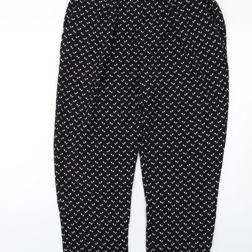 Debenhams Womens Black Geometric Viscose Trousers Size 16 L26 in Regular