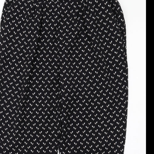 Debenhams Womens Black Geometric Viscose Trousers Size 16 L26 in Regular