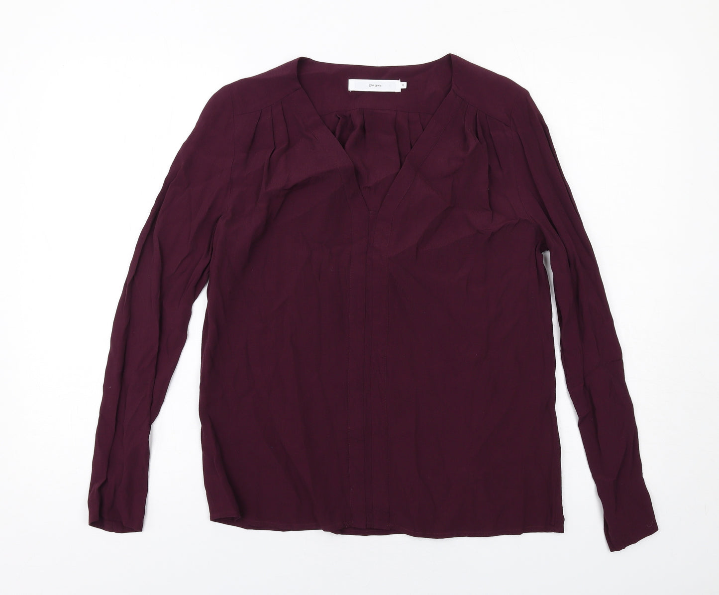 John Lewis Womens Purple Viscose Basic Blouse Size 10 V-Neck