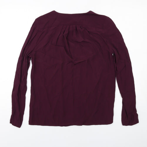 John Lewis Womens Purple Viscose Basic Blouse Size 10 V-Neck