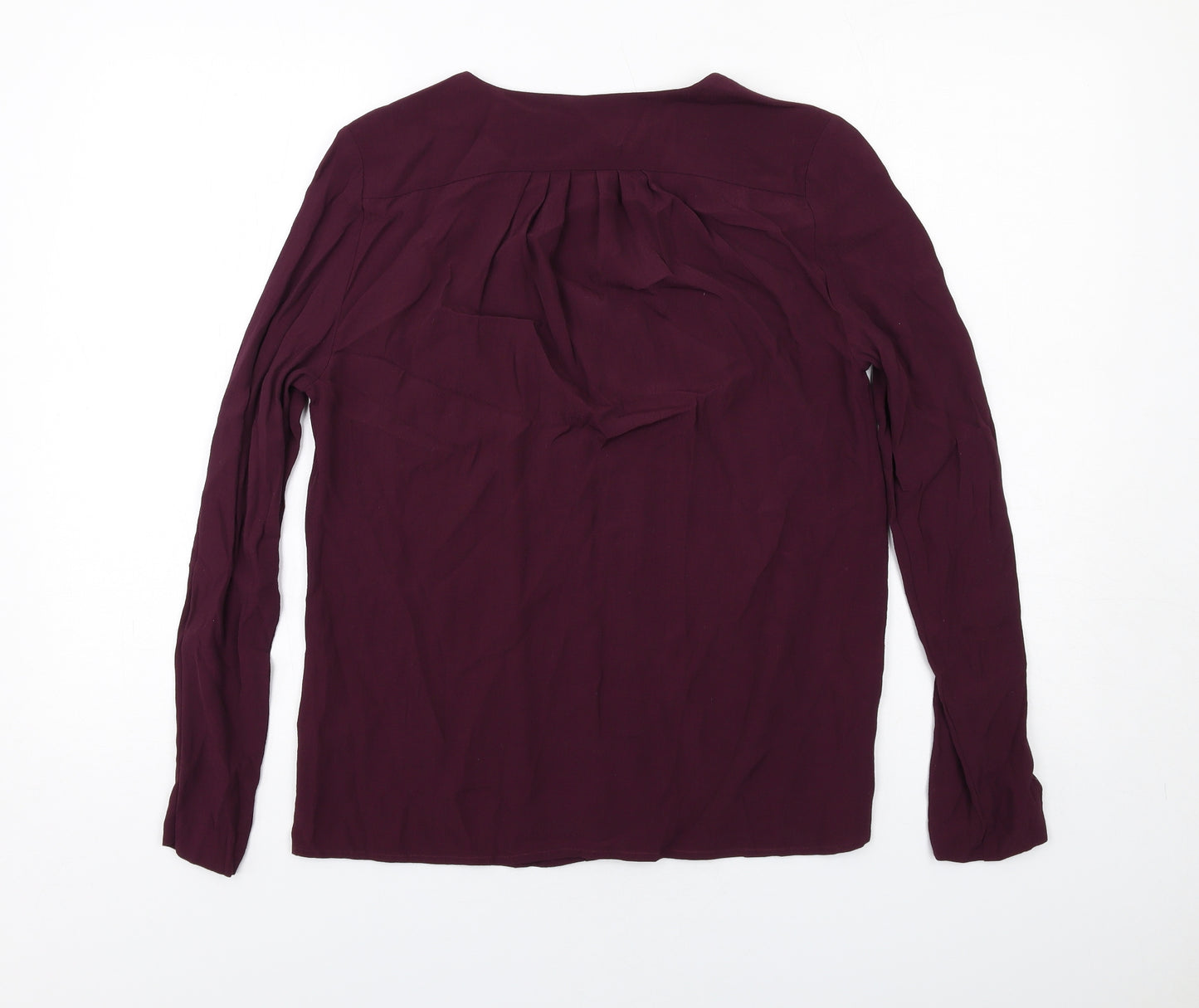John Lewis Womens Purple Viscose Basic Blouse Size 10 V-Neck