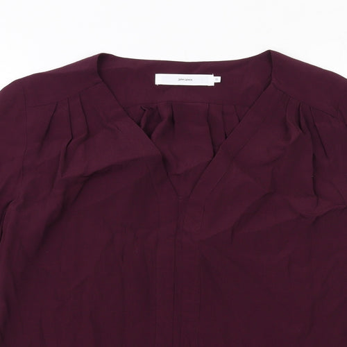 John Lewis Womens Purple Viscose Basic Blouse Size 10 V-Neck