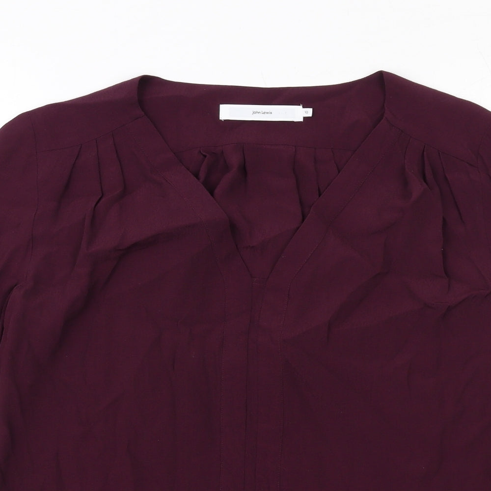 John Lewis Womens Purple Viscose Basic Blouse Size 10 V-Neck