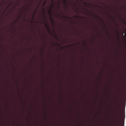 John Lewis Womens Purple Viscose Basic Blouse Size 10 V-Neck