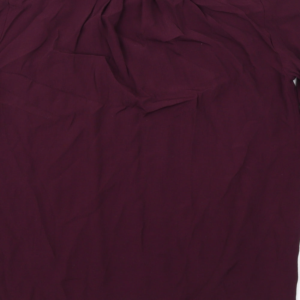 John Lewis Womens Purple Viscose Basic Blouse Size 10 V-Neck
