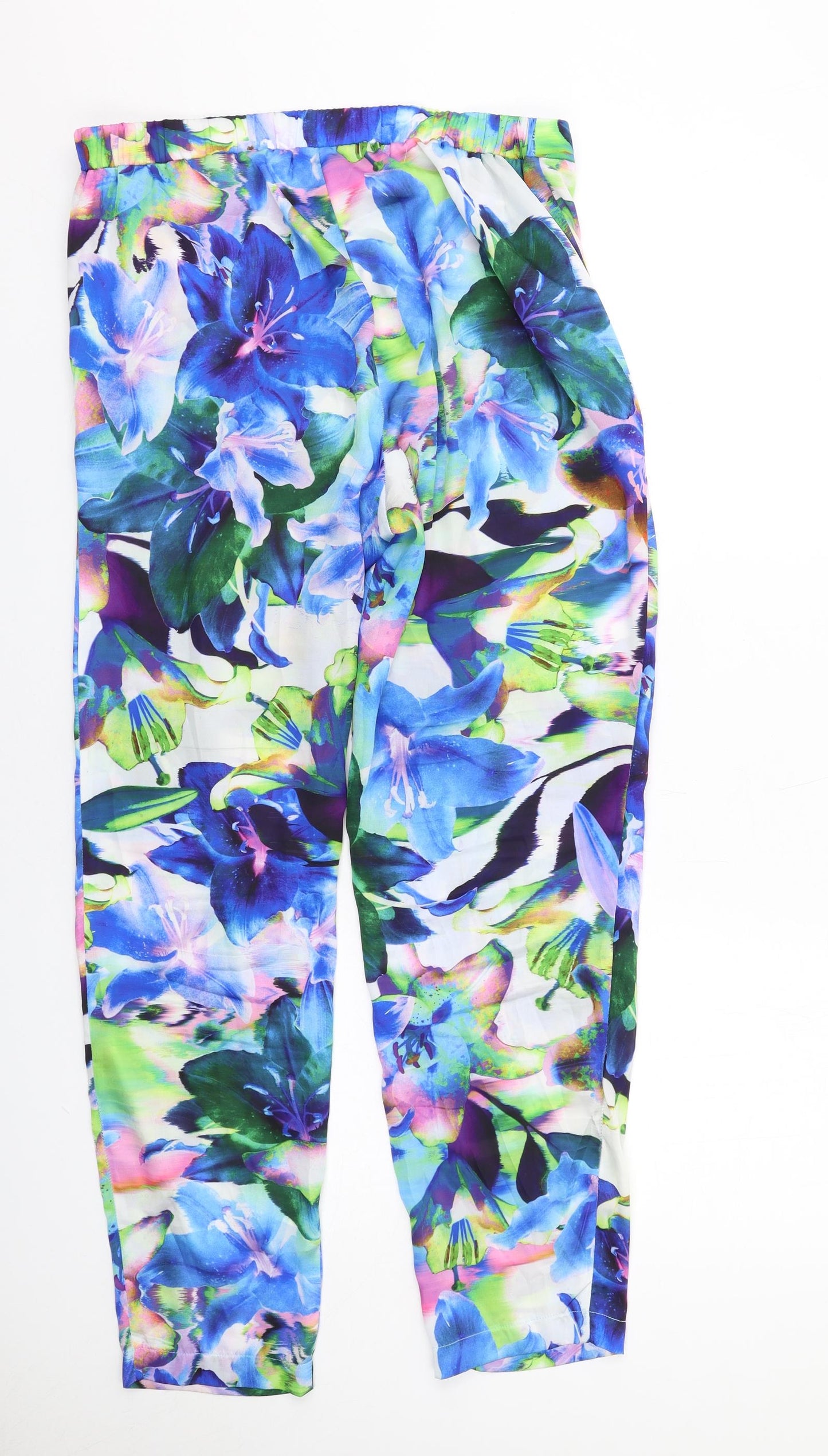 Wallis Womens Multicoloured Floral Polyester Trousers Size 14 L30 in Regular Zip