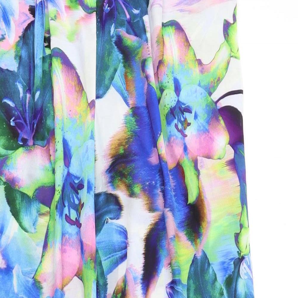 Wallis Womens Multicoloured Floral Polyester Trousers Size 14 L30 in Regular Zip